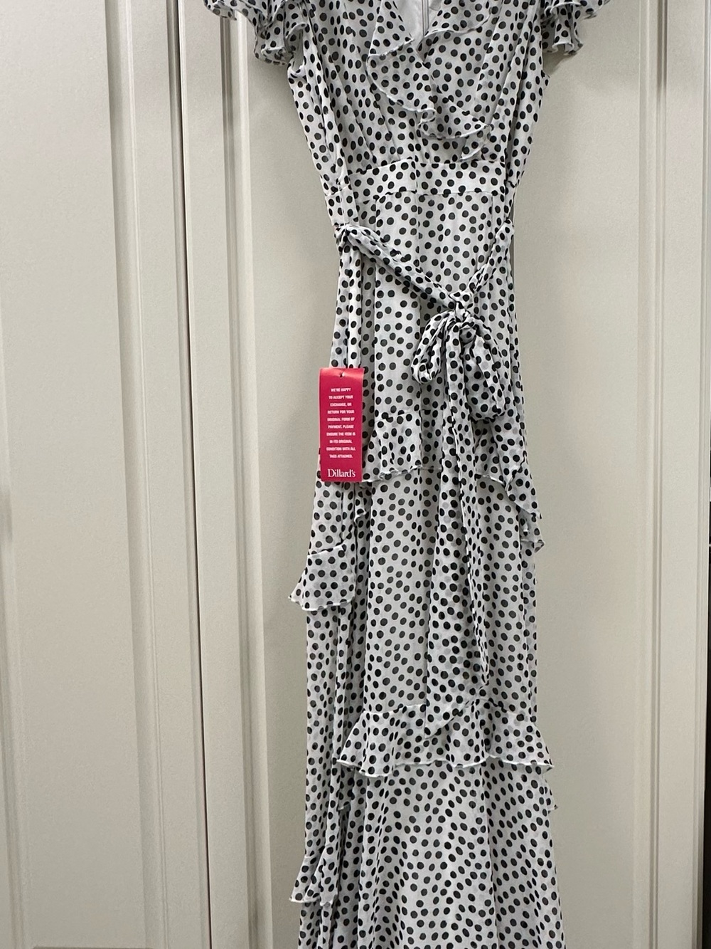 Alex Marie White Dress with Black Polka Dot Print